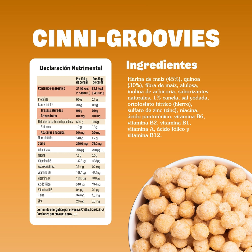 Cinni-Groovies: ingredientes y tabla nutricional