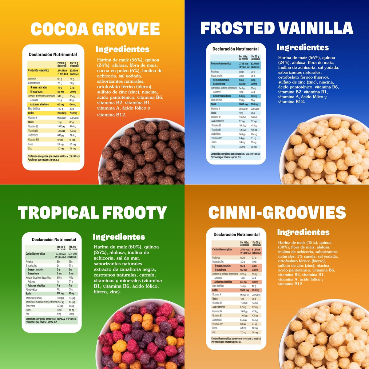 Groovies: ingredientes y tabla nutricional de cada sabor