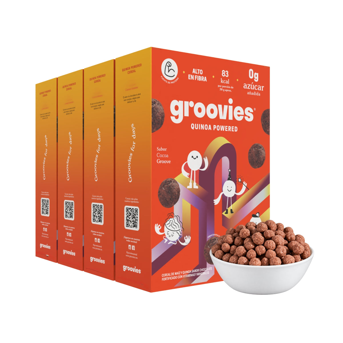 Pack de 4 cajas Groovies Cocoa Groove chocolate