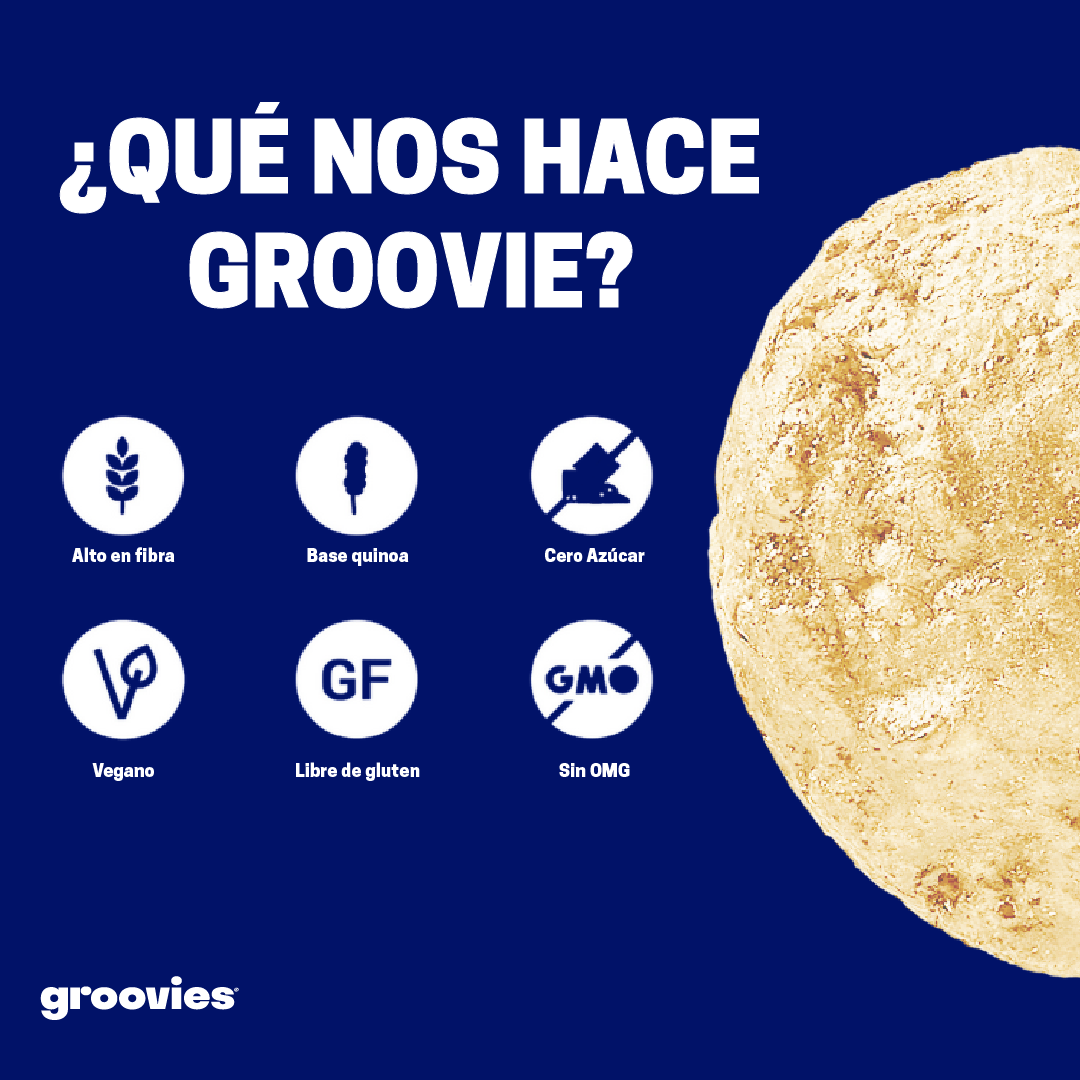 Cereal Saludable para niños. Groovies Quinoa Powered. Caja de Vainilla 12 Pzs de 250g.