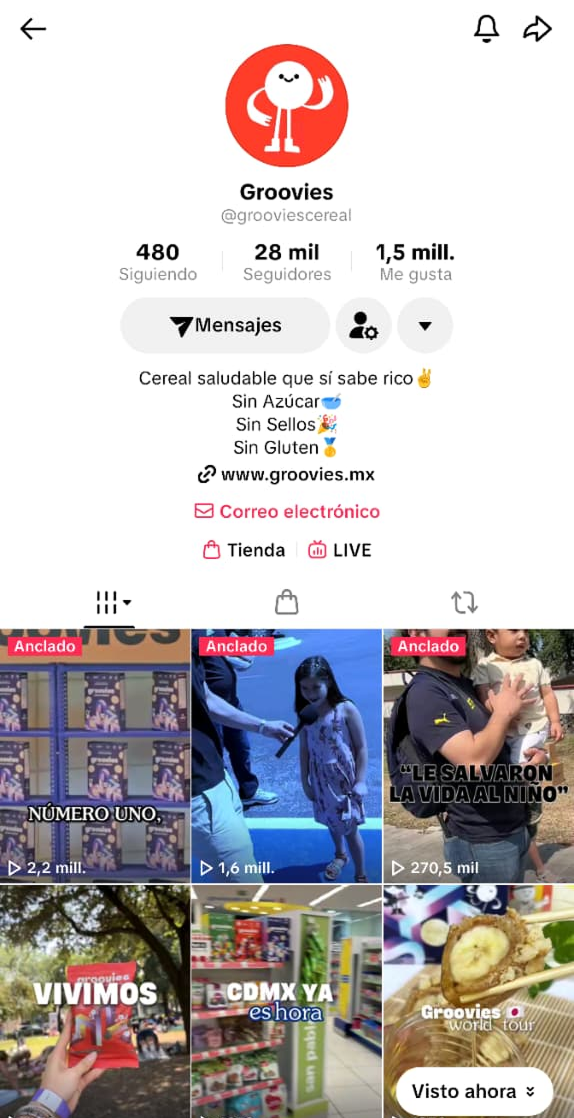 Publicación de Groovies en Instagram